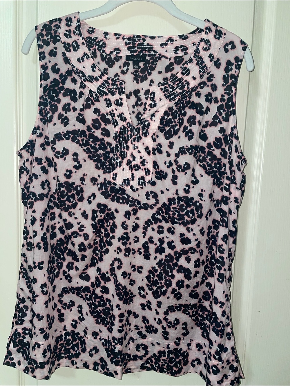 Talbots Pink Tank Top with Black Leopard Print
